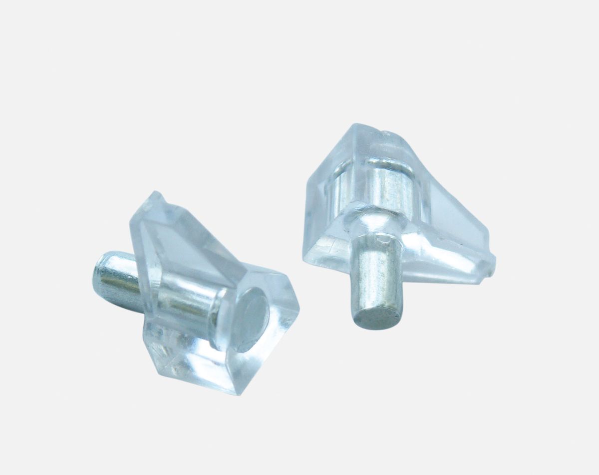 CLEAR SHELF SUPPORTS (500 PER BAG)